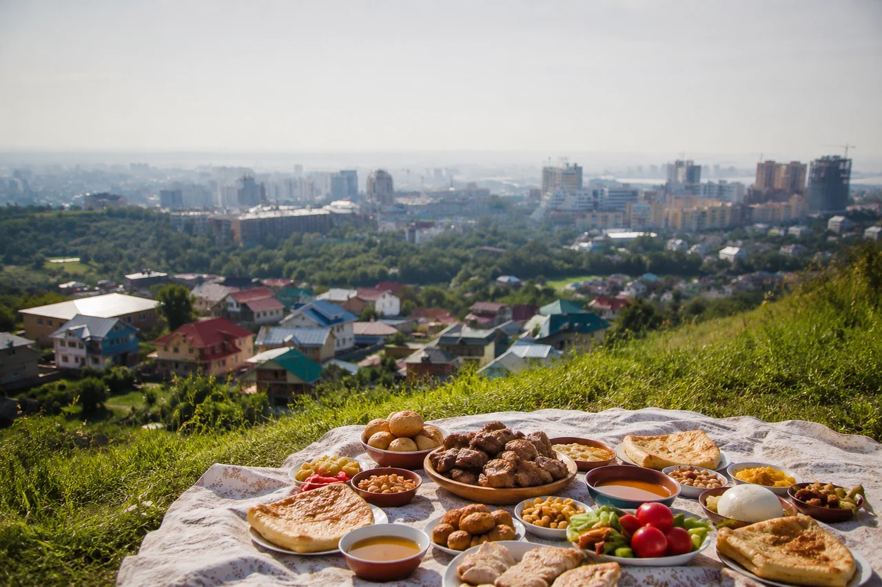 Обед в горах, казахская кухня