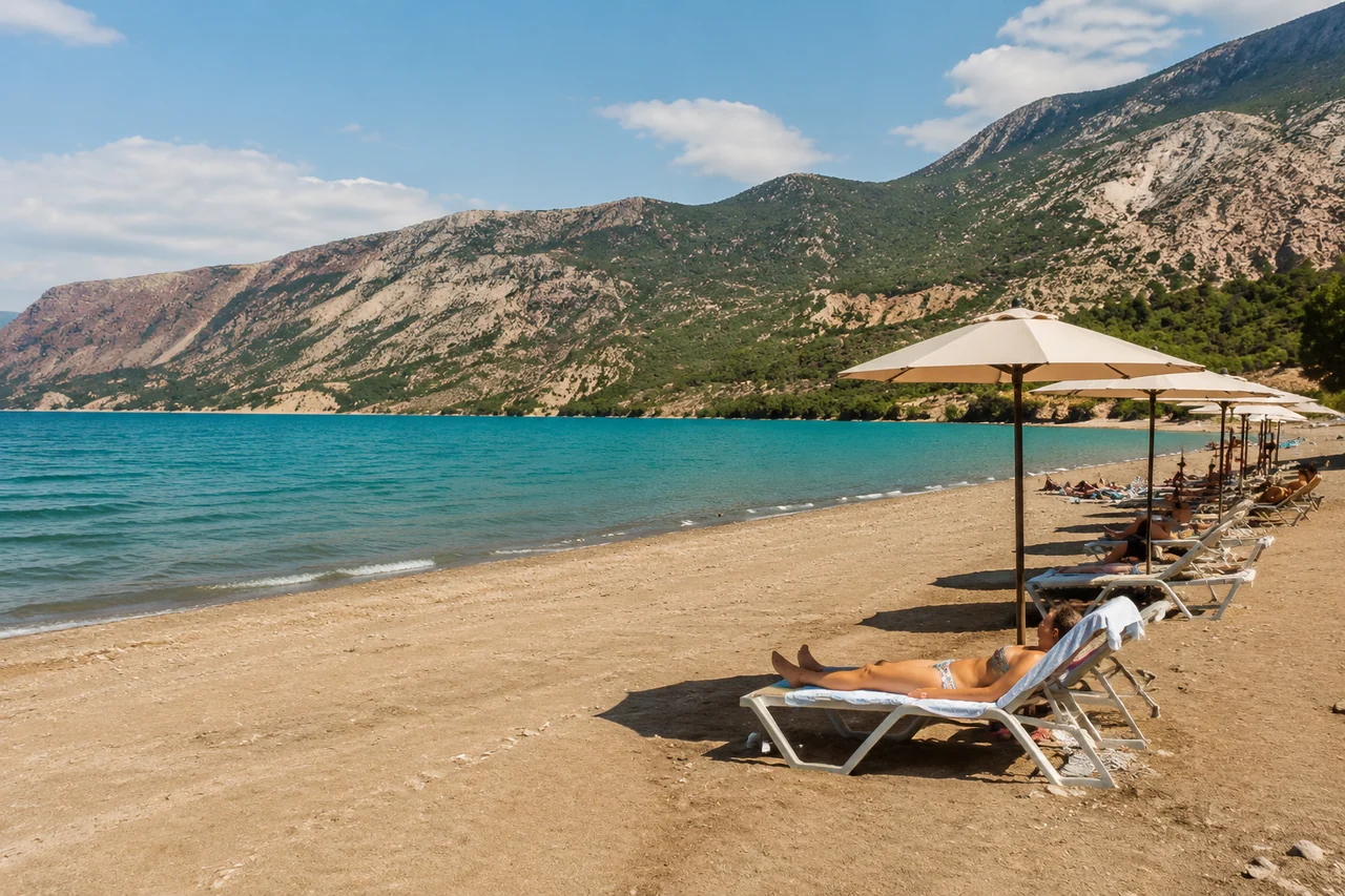 Пляж Капшагайского водохранилища