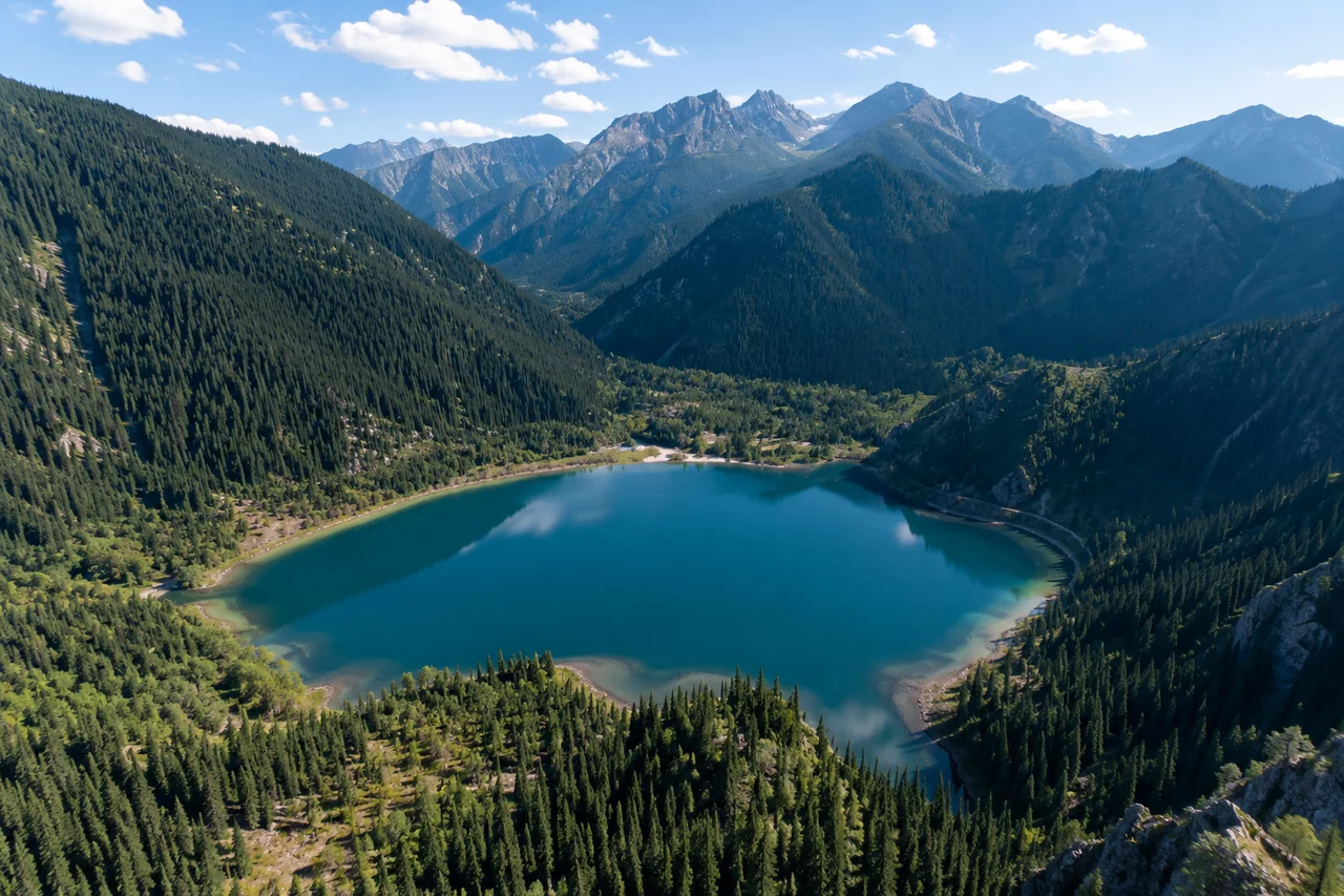 Панорама озера Иссык с высоты
