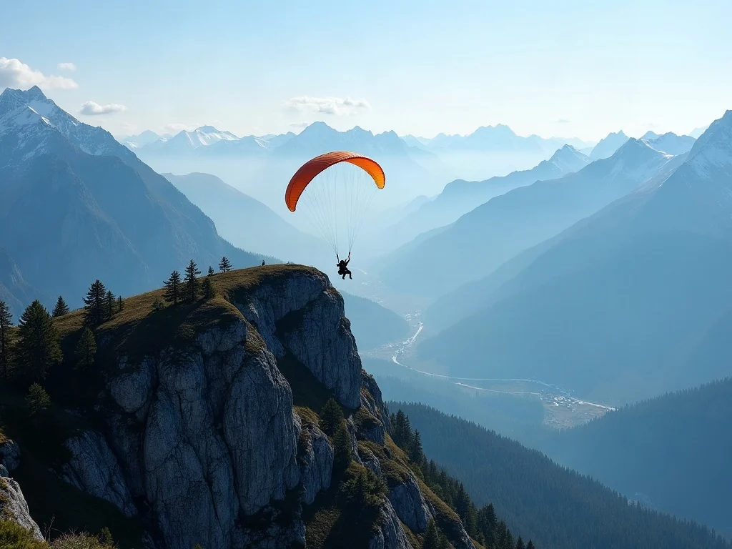 Tandem paragliding over Shymbulak